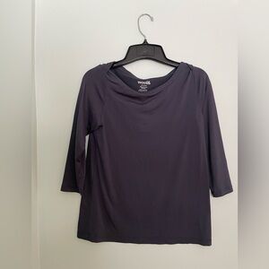 Wool& Women's Long Sleeve Merino Wool boat neck top in Deep Blue